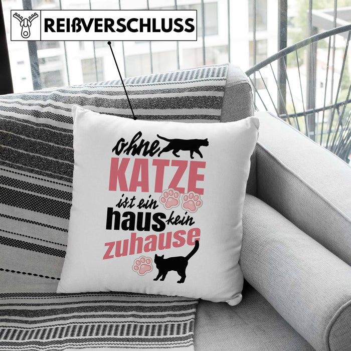 Katze Kissen mit Füllung 40x40 Katzenbesitzer Geschenk Katzen Geschenkidee Lustige Kissen mit Füllung 40x40 mit Spruch Kater Katzenmama (Grau) Grün Trendation