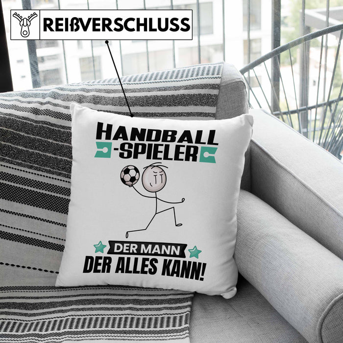 Handballspieler Kissen mit Füllung 40x40 Geschenk für Handballspieler Der Mann Der Alles Kann Geschenkidee zum Geburtstag (Grau) Grau Trendation