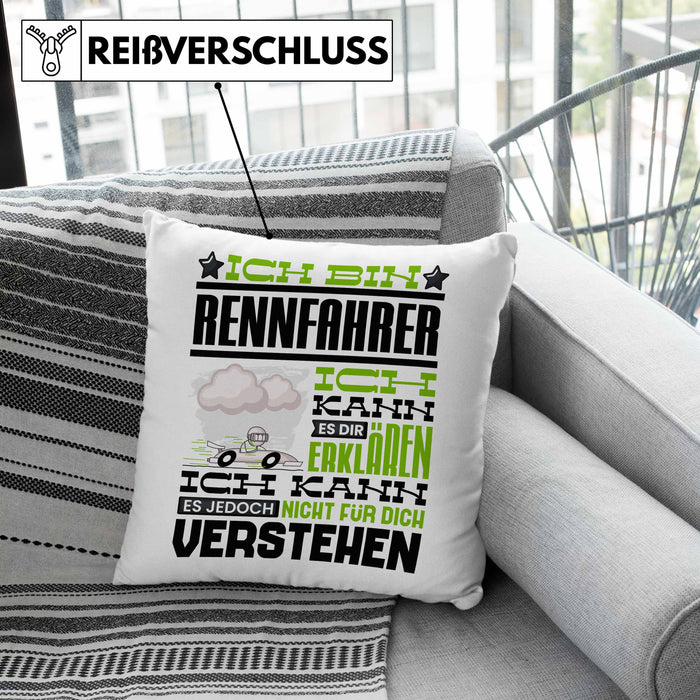 Rennfahrer Geschenk Kaffee-Kissen mit Füllung 40x40 Geschenkidee für Rennfahrer Ich Bin Rennfahrer Ich Kann Es Dir Erklären Jedoch Nicht Für Dich Verstehen Spruch Lustig (Grau) Grau Trendation