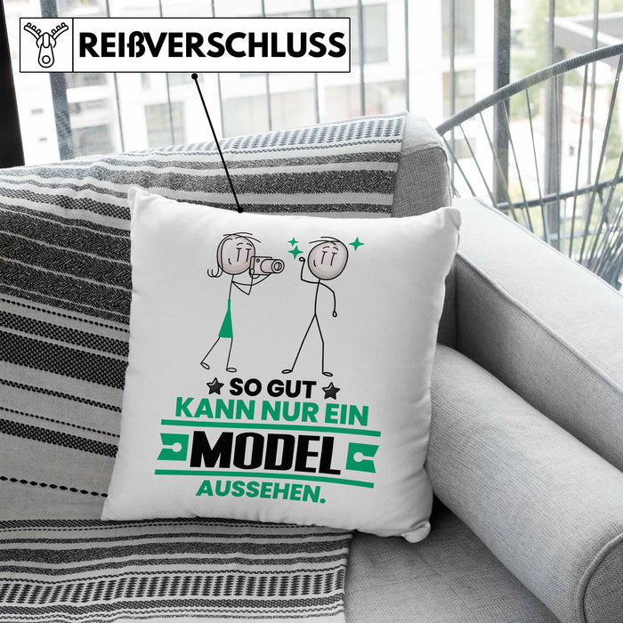Model Geschenk Kissen mit Füllung 40x40 So Gut Kann Nur Ein Model Aussehen Geschenkidee (Grau) Blau Trendation