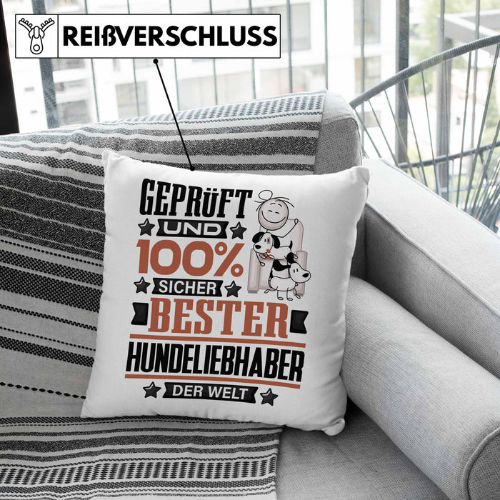 Hundeliebhaber Geschenk Lustiger Spruch für Hundeliebhaber Geschenkidee Bester Hundeliebhaber Der WeltKissen mit Füllung 40x40 (Grau) Rosa Trendation
