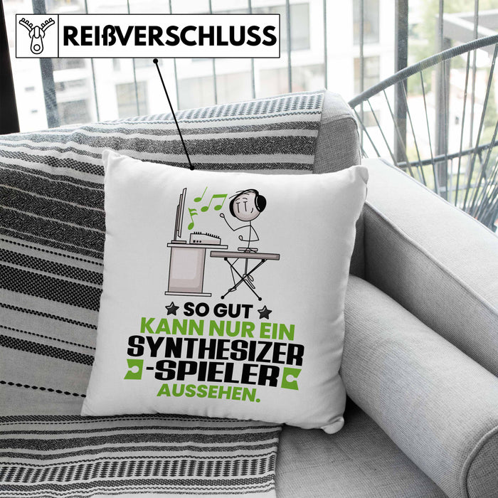 Synthesizer-Spieler Geschenk Kissen mit Füllung 40x40 So Gut Kann Nur Ein Synthesizer-Spieler Aussehen Geschenkidee (Grau) Blau Trendation