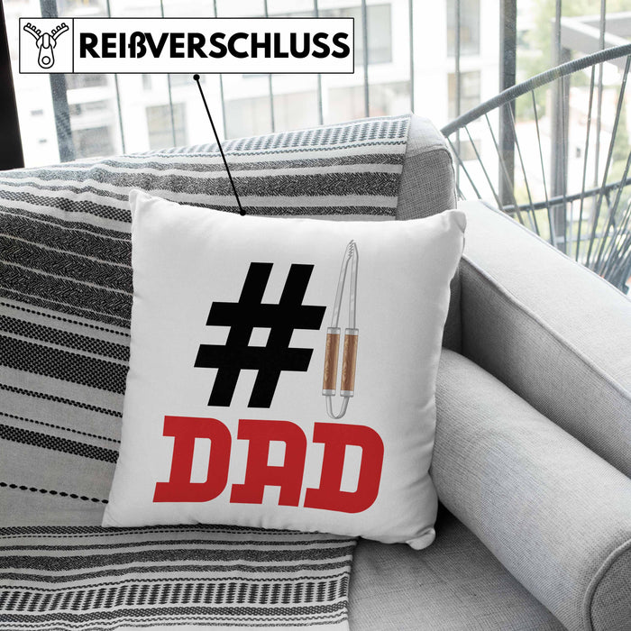 Grillen Nummer 1 Dad Vater Kissen mit Füllung 40x40 Geschenk Grillmeister Papa Geschenkidee Bester Papa Der Welt Vatertag Lustige Geschenkidee (Grau) Grün Trendation