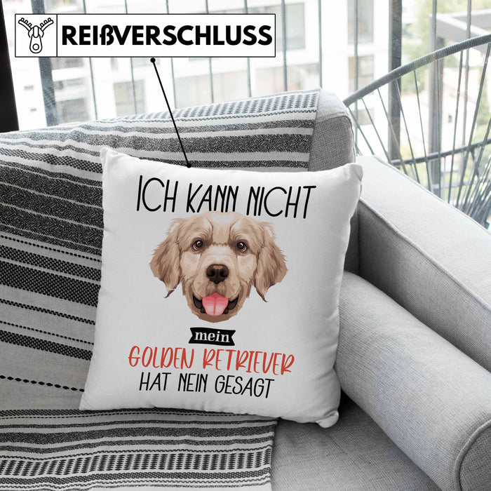 Golden Retriever Besitzer Kissen mit Füllung 40x40 Geschenk Lustiger Spruch Geschenkidee Ich Kann Nicht Mein Golden Retriever Hat Nein Gesagt (Grau) Grün Trendation