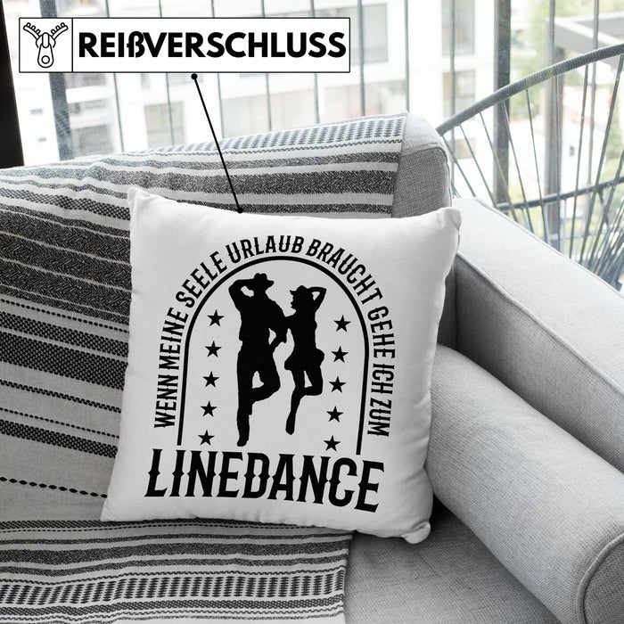 Lustige Kissen mit Füllung 40x40 für Line Dance Fans Spruch Line Dance Tänzerin (Grau) Grün Trendation