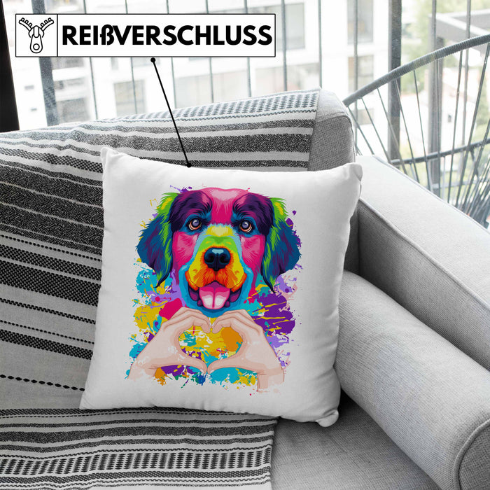 Golden Retriever Besitzer Farbe Love Kissen mit Füllung 40x40 Geschenk Lustiger Spruch Geschenkidee Golden Retriever Besitzerin (Grau) Blau Trendation