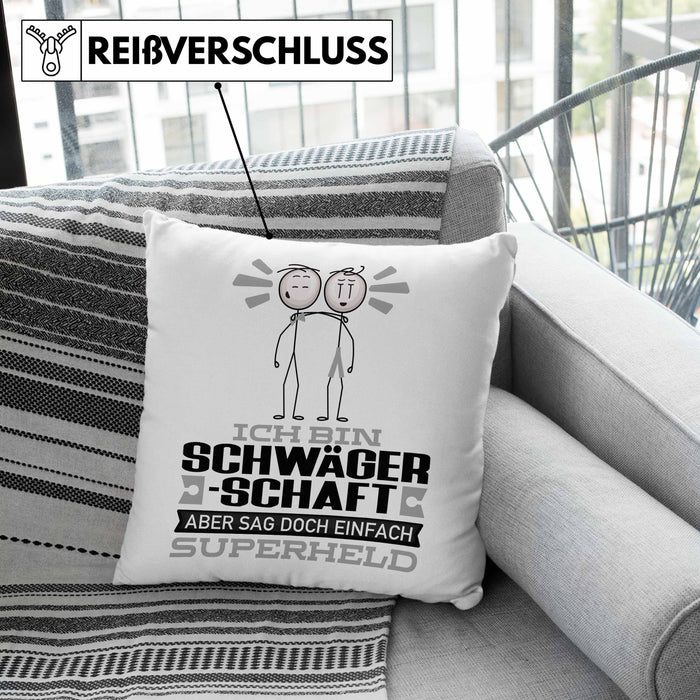 Schwägerschaft Geschenk Kissen mit Füllung 40x40 Ich Bin Schwägerschaft Aber Sag Doch Einfach Superheld Lustige Geschenkdiee für Schwägerschaft (Grau) Rosa Trendation