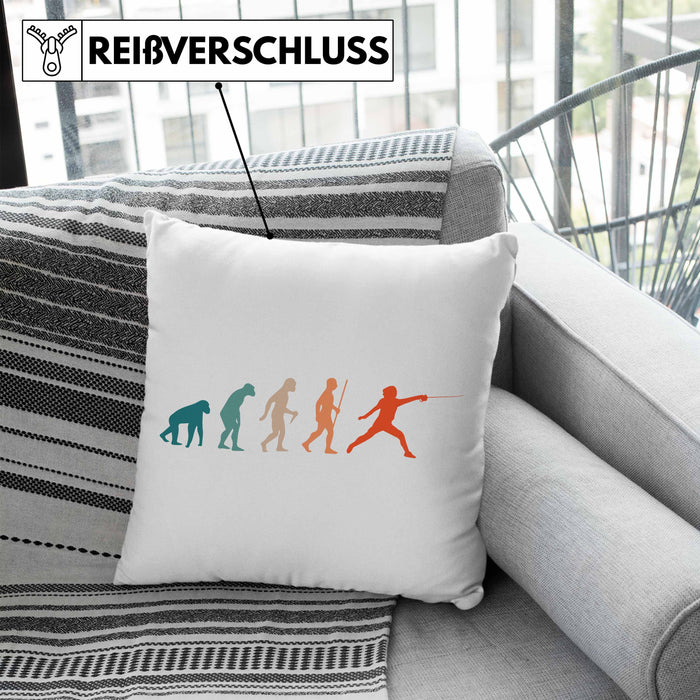 Lustige Fechten-Kissen mit Füllung 40x40 Geschenk für Fechter Evolution (Grau) Blau Trendation