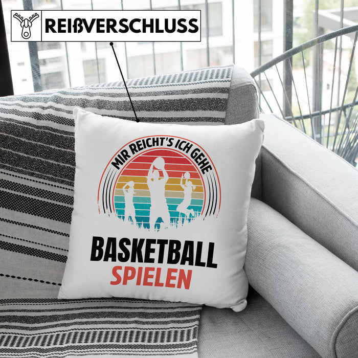 Mädchen Basketballspielerin Geschenkidee Kissen mit Füllung 40x40 Frauen Basketball (Grau) Rosa Trendation