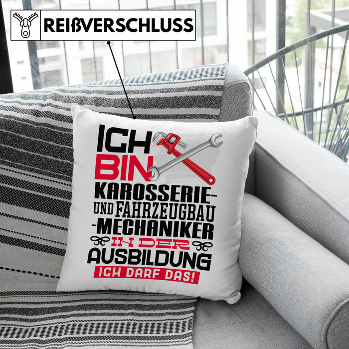 Karosserie- und Fahrzeugbaumechaniker Ausbildung Kissen mit Füllung 40x40 Geschenk Ich Bin Karosserie- und Fahrzeugbaumechaniker In Der Ausbildung Ich Darf Das Geschenkidee Spruch (Grau) Grün Trendation