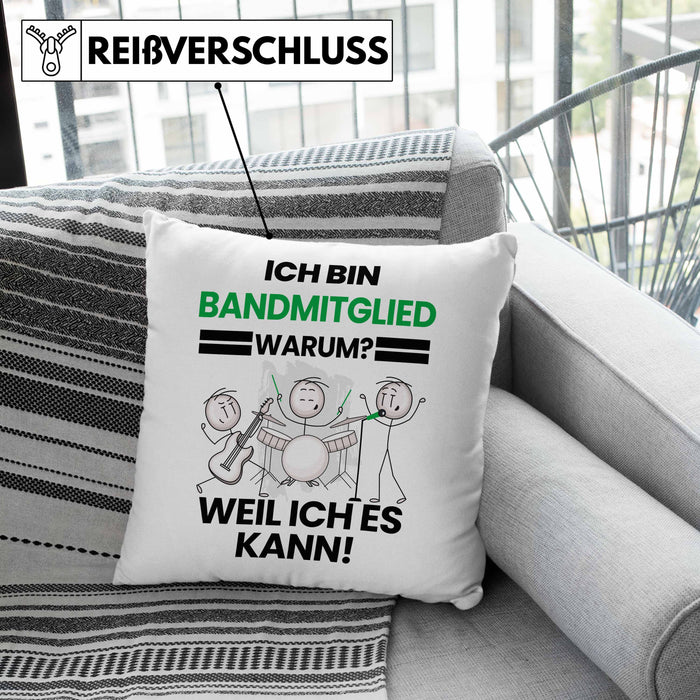 Bandmitglied Geschenk Kissen mit Füllung 40x40 Lustiger Spruch Ich Bin Bandmitglied Warum Weil Ich Es Kann Geschenkidee Bester Bandmitglied Geburtstag (Grau) Rosa Trendation