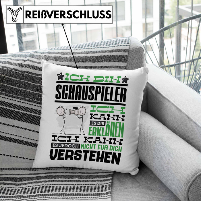 Schauspieler Geschenk Kaffee-Kissen mit Füllung 40x40 Geschenkidee für Schauspieler Ich Bin Schauspieler Ich Kann Es Dir Erklären Jedoch Nicht Für Dich Verstehen Spruch Lustig (Grau) Grau Trendation