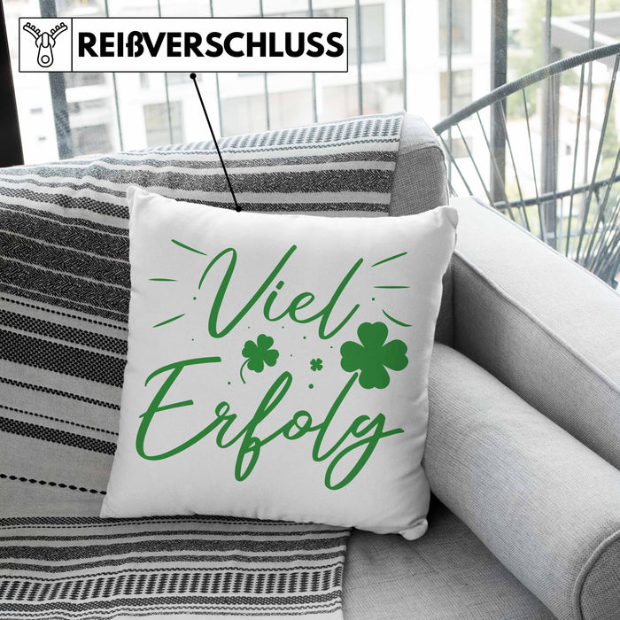 Viel Erfolg Kissen mit Füllung 40x40 Geschenk Geschenkidee Du Schaffst Das (Grau) Grün Trendation