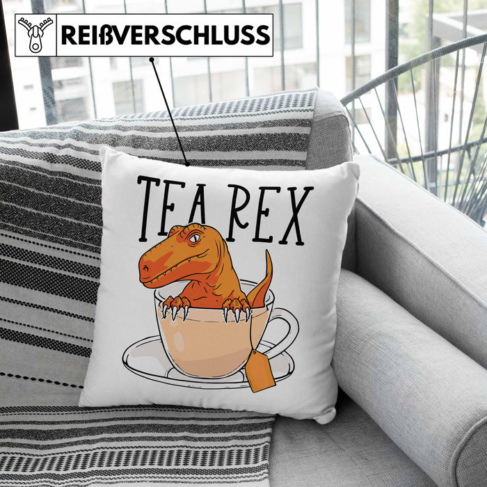 Dinosaurier Kissen mit Füllung 40x40 Geschenk Tea Rex Kissen mit Füllung 40x40 Geschenk Dino T-Rex Geschenk Für Jungs (Grau) Grau Trendation
