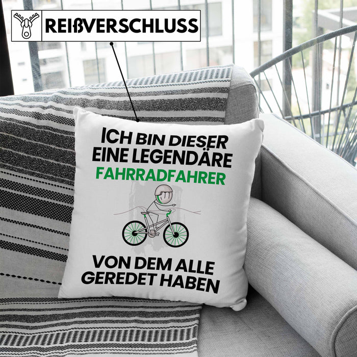 Radfahrer Geschenk Kissen mit Füllung 40x40 Lustige Geschenkidee Geburtstag für Radfahrer Ich Bin Dieser Legendäre Radfahrer Von Dem Alle Geredet Haben (Grau) Blau Trendation
