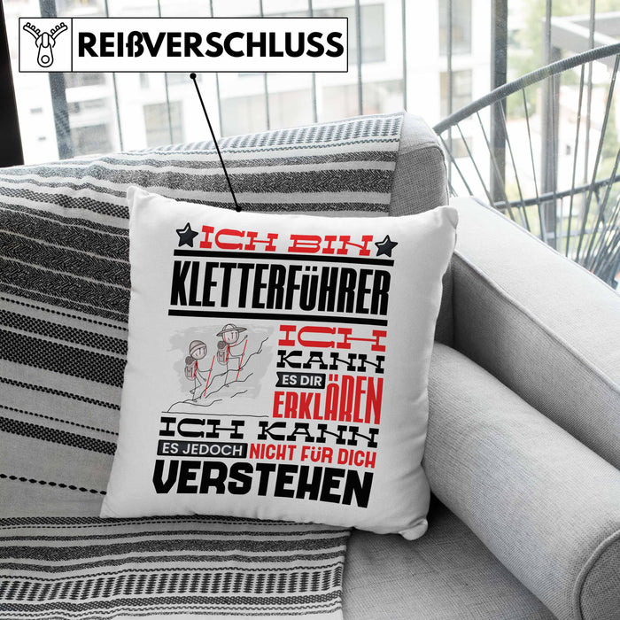 Kletterführer Geschenk Kaffee-Kissen mit Füllung 40x40 Geschenkidee für Kletterführer Ich Bin Kletterführer Ich Kann Es Dir Erklären Jedoch Nicht Für Dich Verstehen Spruch Lustig (Grau) Grün Trendation