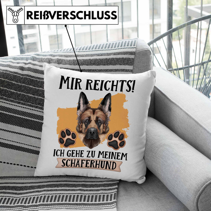 Schäferhund Besitzer Kissen mit Füllung 40x40 Geschenk Lustiger Spruch Geschenkidee Mir Reichts Ich Geh Zu Meinem Schäferhund (Grau) Grau Trendation