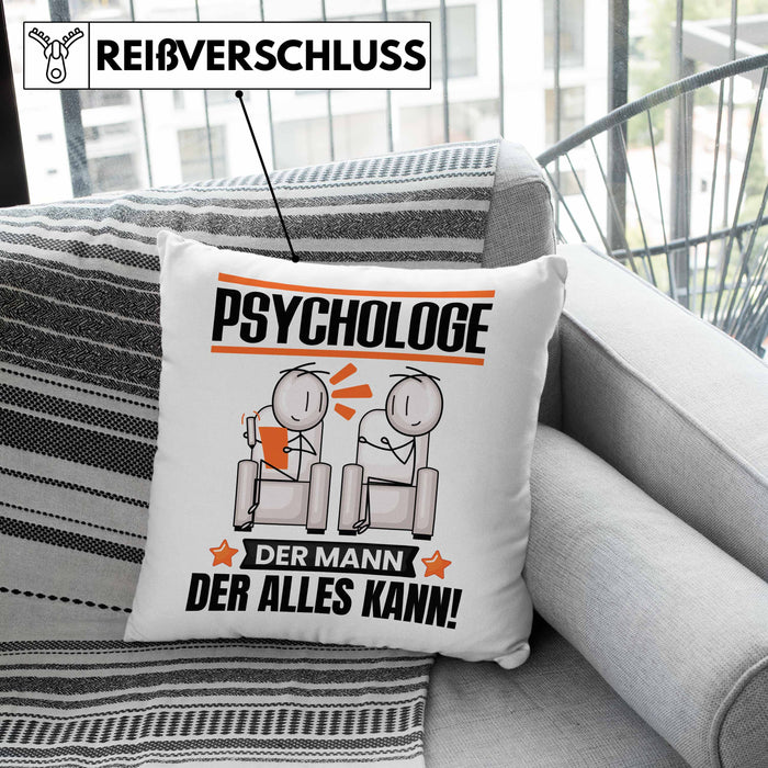 Psychologe Kissen mit Füllung 40x40 Geschenk für Psychologe Der Mann Der Alles Kann Geschenkidee zum Geburtstag (Grau) Grau Trendation