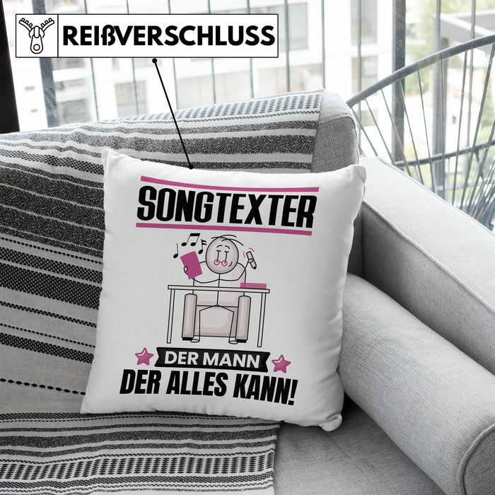 Songtexter Kissen mit Füllung 40x40 Geschenk für Songtexter Der Mann Der Alles Kann Geschenkidee zum Geburtstag (Grau) Blau Trendation