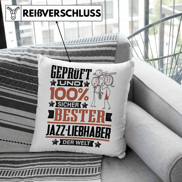 Jazz-Liebhaber Geschenk Lustiger Spruch für Jazz-Liebhaber Geschenkidee Bester Jazz-Liebhaber Der WeltKissen mit Füllung 40x40 (Grau) Rosa Trendation