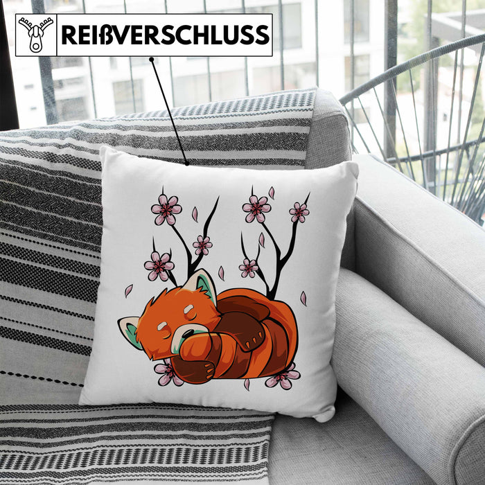 Lustige Roter Panda Kissen mit Füllung 40x40 - Ein süßes Geschenk für Panda-Liebhaber (Grau) Blau Trendation
