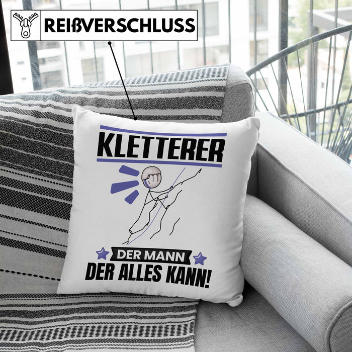 Kletterer Kissen mit Füllung 40x40 Geschenk für Kletterer Der Mann Der Alles Kann Geschenkidee zum Geburtstag (Grau) Grau Trendation