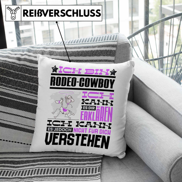 Rodeo-Cowboy Geschenk Kaffee-Kissen mit Füllung 40x40 Geschenkidee für Rodeo-Cowboy Ich Bin Rodeo-Cowboy Ich Kann Es Dir Erklären Jedoch Nicht Für Dich Verstehen Spruch Lustig (Grau) Grau Trendation