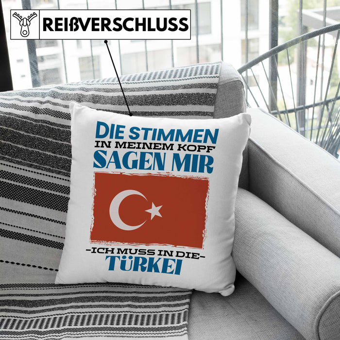 Türkei Kissen mit Füllung 40x40 Urlaub Heimat Geschenk Spruch Türke Geschenkidee (Grau) Grau Trendation