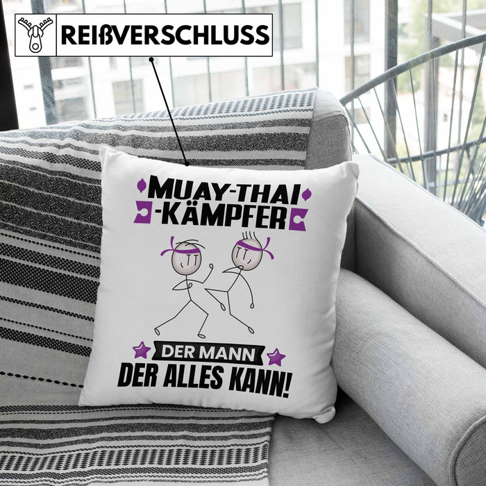 Muay-Thai-Kämpfer Kissen mit Füllung 40x40 Geschenk für Muay-Thai-Kämpfer Der Mann Der Alles Kann Geschenkidee zum Geburtstag (Grau) Grau Trendation