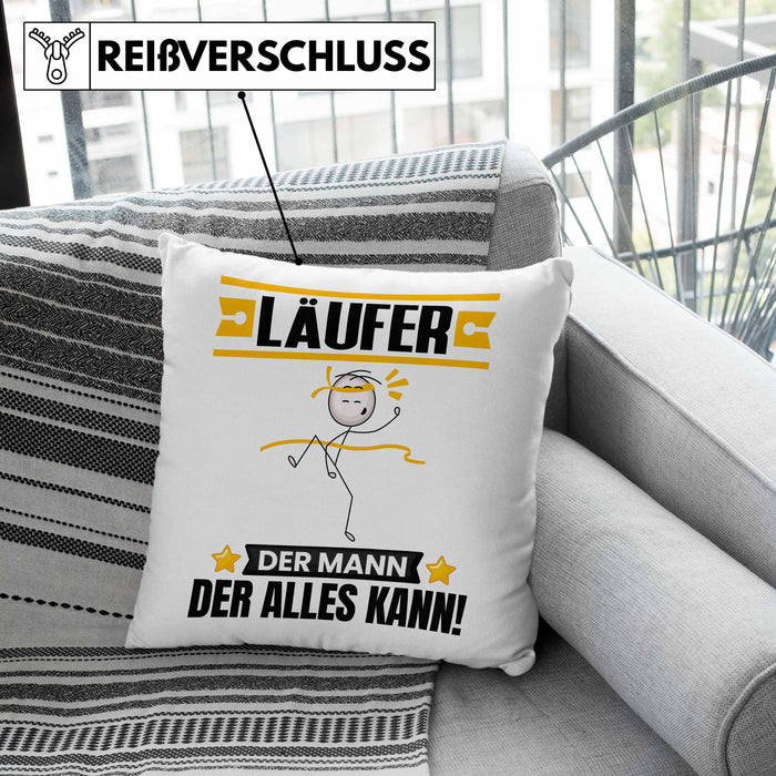 Läufer Kissen mit Füllung 40x40 Geschenk für Läufer Der Mann Der Alles Kann Geschenkidee zum Geburtstag (Grau) Rosa Trendation
