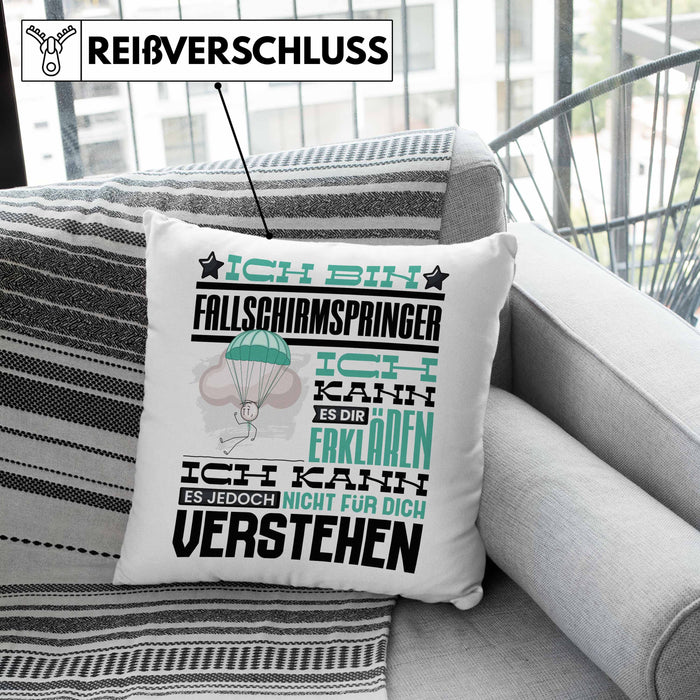 Fallschirmspringer Geschenk Kaffee-Kissen mit Füllung 40x40 Geschenkidee für Fallschirmspringer Ich Bin Fallschirmspringer Ich Kann Es Dir Erklären Jedoch Nicht Für Dich Verstehen Spruch Lustig (Grau) Grün Trendation