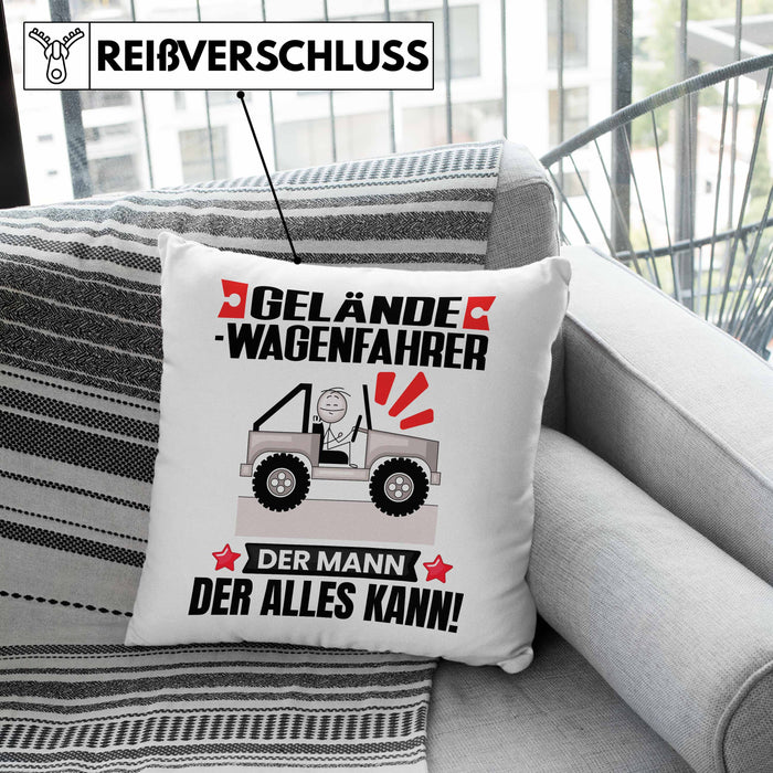 Geländewagenfahrer Kissen mit Füllung 40x40 Geschenk für Geländewagenfahrer Der Mann Der Alles Kann Geschenkidee zum Geburtstag (Grau) Grün Trendation