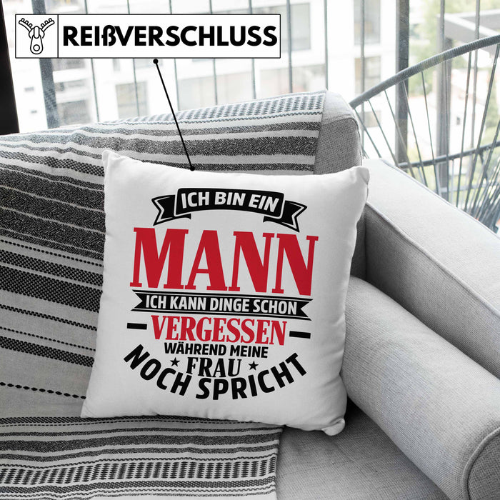 Ehemann Kissen mit Füllung 40x40 Geschenk Ich Bin Ein Mann Ich Kann Dinge Schon Vergessen Geschenk Von Ehefrau (Grau) Grün Trendation