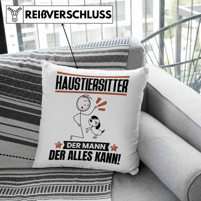 Haustiersitter Kissen mit Füllung 40x40 Geschenk für Haustiersitter Der Mann Der Alles Kann Geschenkidee zum Geburtstag (Grau) Rosa Trendation