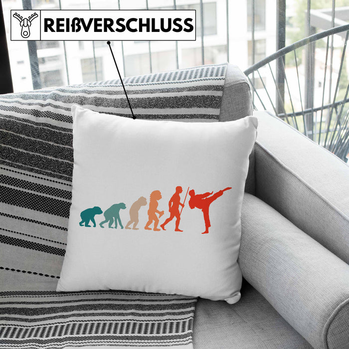 Karate-Kissen mit Füllung 40x40 Geschenk Kampfsport-Fans Jiu Jitsu Geschenkidee Evolution (Grau) Grau Trendation