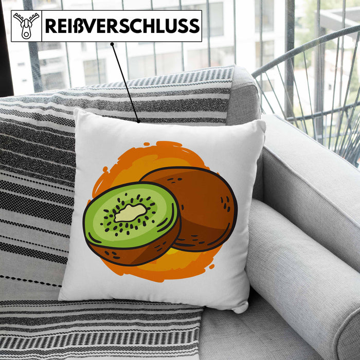 Lustige Kissen mit Füllung 40x40 mit Kiwi-Grafik Geschenk für Kiwi-Liebhaber (Grau) Grün Trendation