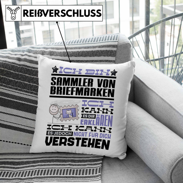 Sammler von Briefmarken Geschenk Kaffee-Kissen mit Füllung 40x40 Geschenkidee für Sammler von Briefmarken Ich Bin Sammler von Briefmarken Ich Kann Es Dir Erklären Jedoch Nicht Für Dich Verstehen Spruch Lustig (Grau) Grün Trendation