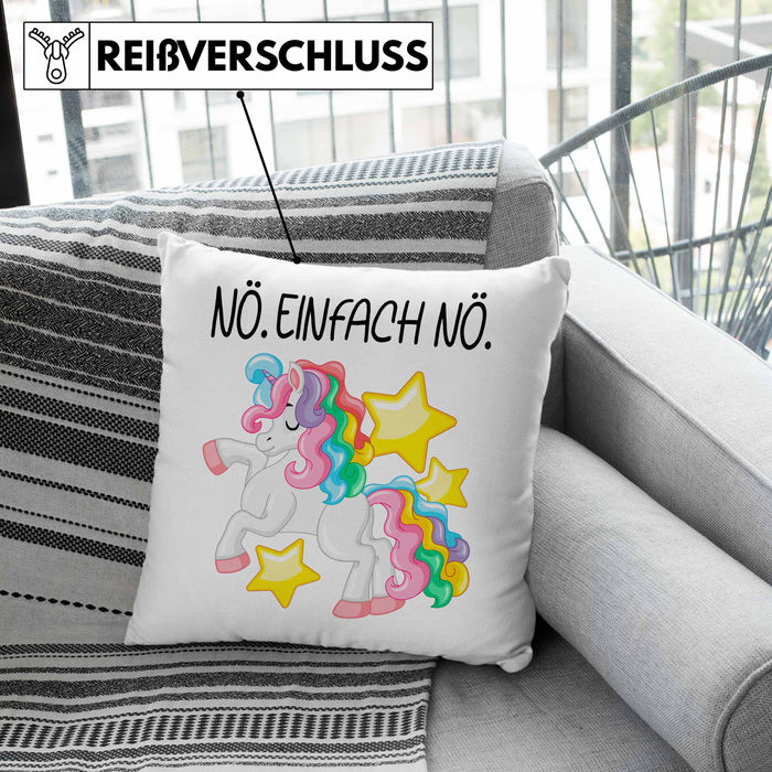 Lustige Nö Einfach Nö Kissen mit Füllung 40x40 Mit Spruch Einhorn Geschenk Mama Freundin Kollegin Geschenkidee Arbeit Frauen (Grau) Grün Trendation