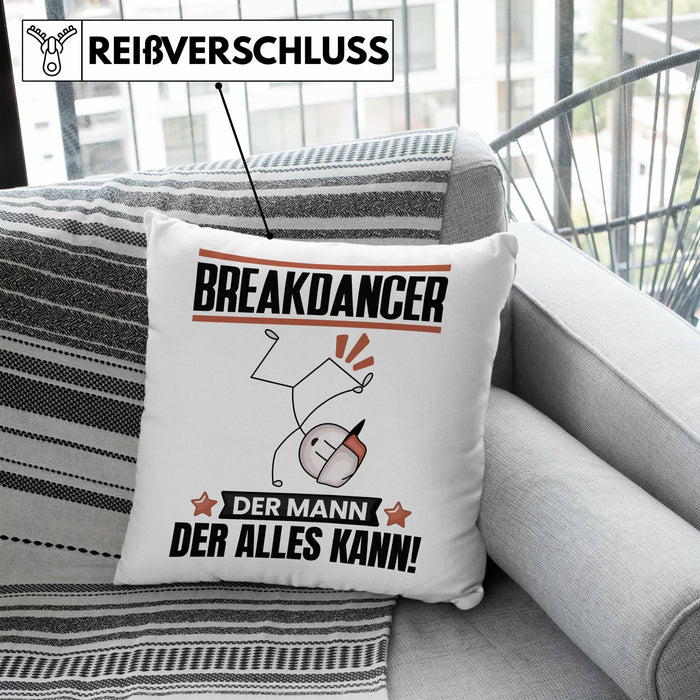 Breakdancer Kissen mit Füllung 40x40 Geschenk für Breakdancer Der Mann Der Alles Kann Geschenkidee zum Geburtstag (Grau) Blau Trendation