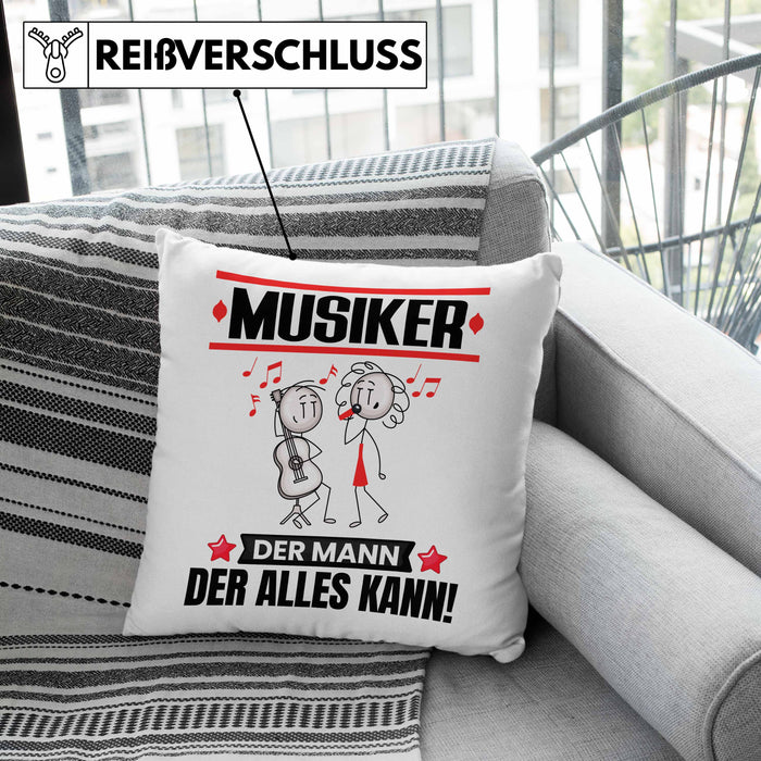 Musiker Kissen mit Füllung 40x40 Geschenk für Musiker Der Mann Der Alles Kann Geschenkidee zum Geburtstag (Grau) Rosa Trendation