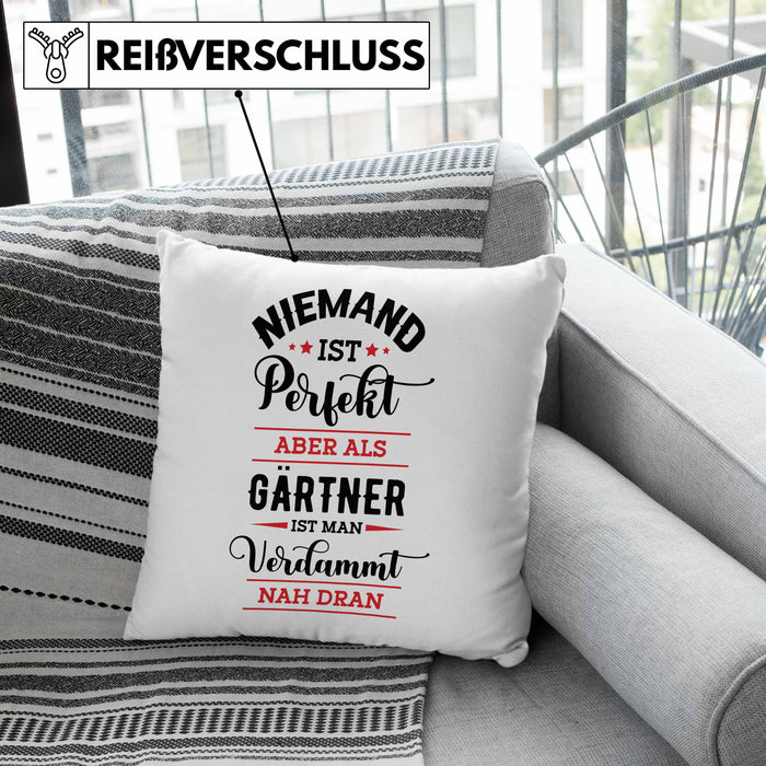 Gärtner Kissen mit Füllung 40x40 Geschenk Hobbygärtner Geschenkidee Niemand Ist toll (Grau) Grün Trendation