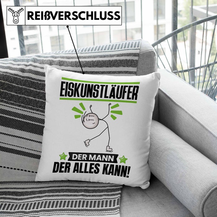 Eiskunstläufer Kissen mit Füllung 40x40 Geschenk für Eiskunstläufer Der Mann Der Alles Kann Geschenkidee zum Geburtstag (Grau) Rosa Trendation