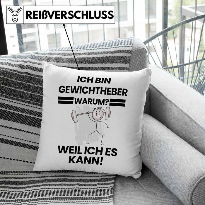 Gewichtheber Geschenk Kissen mit Füllung 40x40 Lustiger Spruch Ich Bin Gewichtheber Warum Weil Ich Es Kann Geschenkidee Bester Gewichtheber Geburtstag (Grau) Grün Trendation