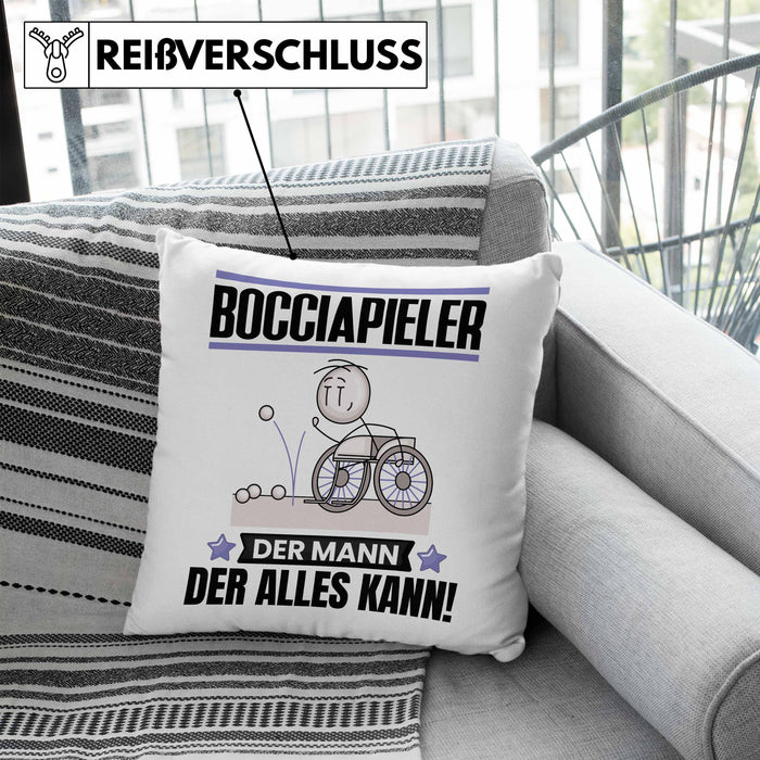 Bocciapieler Kissen mit Füllung 40x40 Geschenk für Bocciapieler Der Mann Der Alles Kann Geschenkidee zum Geburtstag (Grau) Blau Trendation