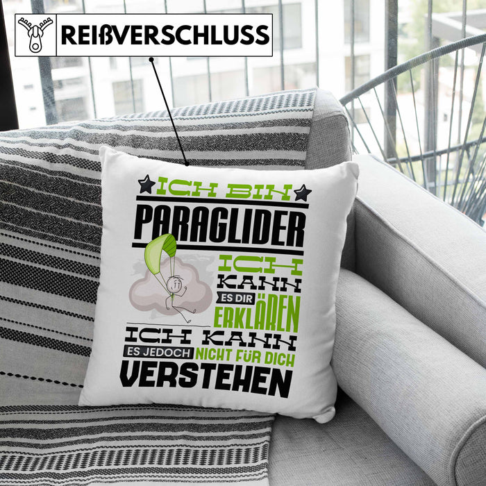 Paraglider Geschenk Kaffee-Kissen mit Füllung 40x40 Geschenkidee für Paraglider Ich Bin Paraglider Ich Kann Es Dir Erklären Jedoch Nicht Für Dich Verstehen Spruch Lustig (Grau) Grau Trendation