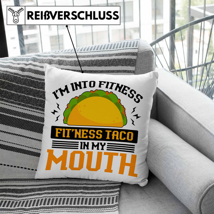 Taco Kissen mit Füllung 40x40 Taco-Liebhaber Geschenkidee für Taco-Fans (Grau) Blau Trendation