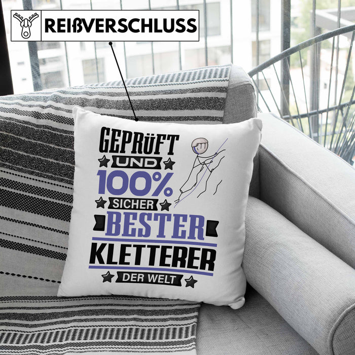 Kletterer Geschenk Lustiger Spruch für Kletterer Geschenkidee Bester Kletterer Der WeltKissen mit Füllung 40x40 (Grau) Rosa Trendation