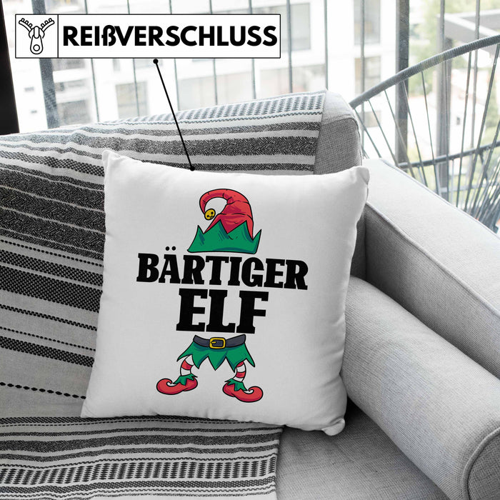 Bart Kissen mit Füllung 40x40 Geschenk Lustiger Spruch Bartträger Bärtiger Elf Geschenkidee Geburtstag (Grau) Grau Trendation