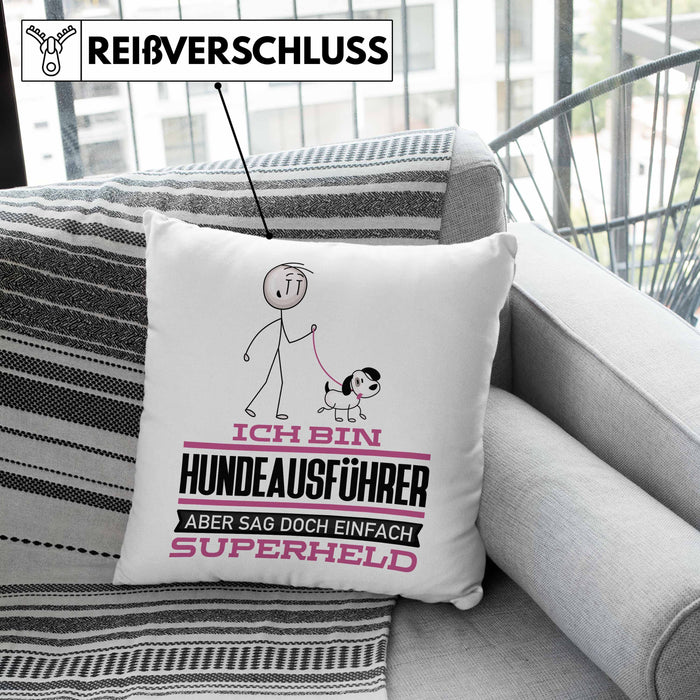 Hundeausführer Geschenk Kissen mit Füllung 40x40 Ich Bin Hundeausführer Aber Sag Doch Einfach Superheld Lustige Geschenkdiee für Hundeausführer (Grau) Grau Trendation