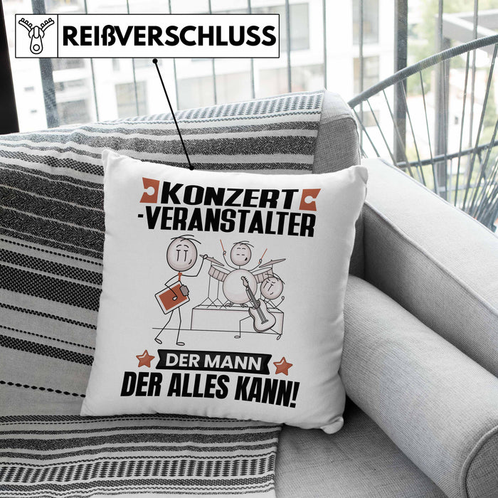 Konzertveranstalter Kissen mit Füllung 40x40 Geschenk für Konzertveranstalter Der Mann Der Alles Kann Geschenkidee zum Geburtstag (Grau) Rosa Trendation